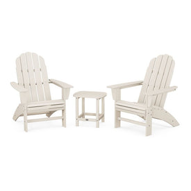 Vineyard Three-Piece Curveback Adirondack Set with South Beach 18" Side Table - Sand