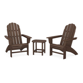 Vineyard Three-Piece Curveback Adirondack Set with South Beach 18" Side Table - Mahogany