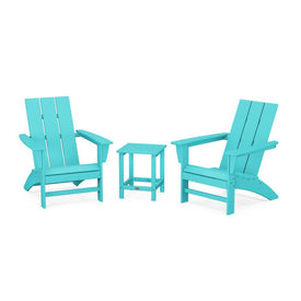 Modern Three-Piece Adirondack Set with Long Island 18" Side Table - Aruba