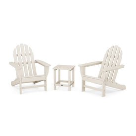 Classic Folding Adirondack Three-Piece Set with Long Island 18" Side Table - Sand