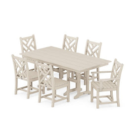 Chippendale Seven-Piece Farmhouse Dining Set - Sand