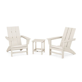 Modern Three-Piece Adirondack Set with Long Island 18" Side Table - Sand