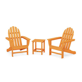 Classic Folding Adirondack Three-Piece Set with Long Island 18" Side Table - Tangerine