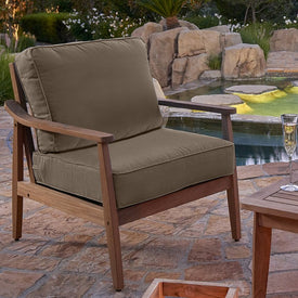 25" L x 25.5" W x 5" D Seat Cushion and 25 W x 18" H x 5" D Back Cushion Welted Deep Seating Set - Cast Shale