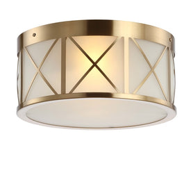 Cadence 13" Two-Light Flush Mount Ceiling Fixture - Brass Gold