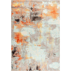 Contemporary POP Modern Abstract Vintage 72"L x 48"W Area Rug - Cream/Orange