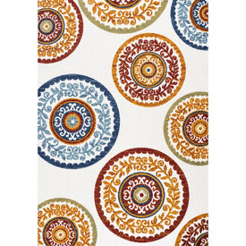 Circus Medallion High-Low 60"L x 36"W Indoor/Outdoor Area Rug - Red/Blue
