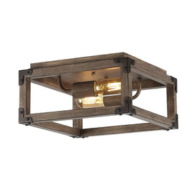Magnolia Two-Light Flush Mount Ceiling Fixture - Brown