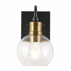 Marais Single-Light Bathroom Wall Sconce - Black and Brass Gold
