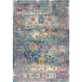 Bohemian Flair Boho Vintage Medallion 91"L x 63"W Area Rug - Navy/Cream