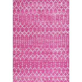 Moroccan Hype Boho Vintage Diamond 91"L x 63"W Area Rug - Fuchsia/Ivory