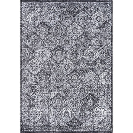 Modern Persian Boho Vintage Trellis 72"L x 48"W Area Rug - Black/Ivory