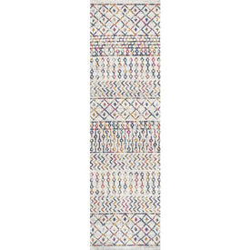 Arta Moroccan Vintage Geometric 96"L x 27"W Runner Rug - Multi/Cream