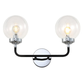Caleb Two-Light Bathroom Vanity Fixture - Chrome and Black