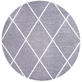 Cole Minimalist Diamond Trellis 63"L x 63"W Round Area Rug - Gray/White