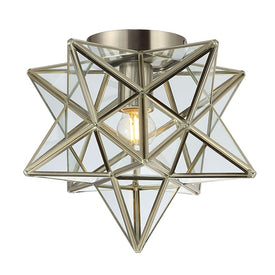 Stella Moravian Star Single-Light Flush Mount Ceiling Fixture - Nickel