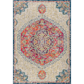 Bohemian Flair Boho Vintage Medallion 72"L x 48"W Area Rug - Cream/Orange