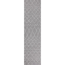 Madaba Moroccan Trellis 120"L x 26"W Indoor/Outdoor Runner Rug - Gray/Cream