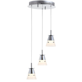 Alain Three-Light LED Cluster Pendant - Chrome and White