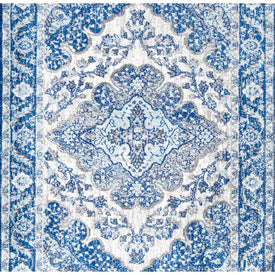 Bohemian Flair Boho Vintage Medallion Square 63"L x 63"W Area Rug - Cream/Blue