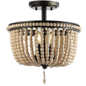 Allie Three-Light Semi-Flush Mount Ceiling Fixture - Black