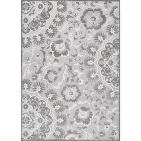 Lucena Modern Medallion High-Low 91"L x 63"W Indoor/Outdoor Area Rug - Light Gray/Ivory