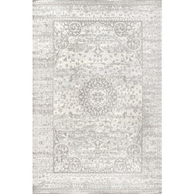 Scala Ornate Bohemian Medallion 60"L x 36"W Area Rug - Gray/Cream