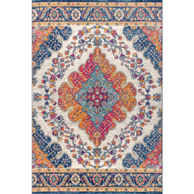 Bohemian Flair Boho Vintage Medallion 60"L x 36"W Area Rug - Blue/Multi