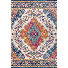 Bohemian Flair Boho Vintage Medallion 60"L x 36"W Area Rug - Blue/Multi