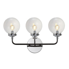 Caleb Three-Light Bathroom Vanity Fixture - Chrome and Black