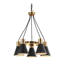 Markle Five-Light Pendant - Black and Brass Gold
