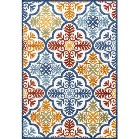 Cassis Ornate Ogee Trellis High-Low 72"L x 48"W Indoor/Outdoor Area Rug - Blue/Multi