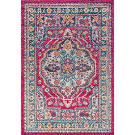 Bohemian Flair Boho Vintage Medallion 60"L x 36"W Area Rug - Pink/Ivory