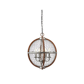 Gaines Four-Light LED Pendant - Silver and Brown