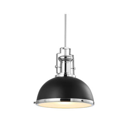 Homer 13" Single-Light Pendant - Black and Chrome