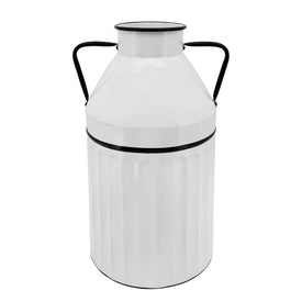 24" Metal Milk Bucket - White