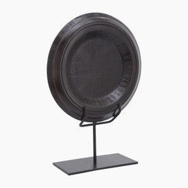 21" Wood Aztec Disc on Stand - Brown