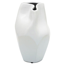 10" Ceramic Abstract Vase - White