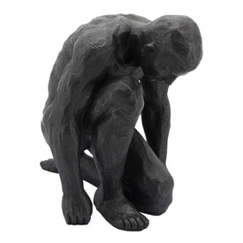 Polyresin Kneeling Man - Black