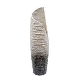 16" Textured Ceramic Vase - Cream