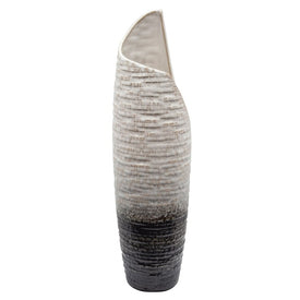 19" Textured Ceramic Vase - Cream