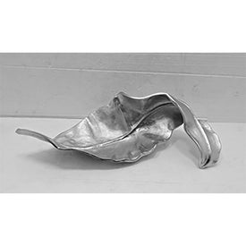 22" Curled Metal Leaf - Silver