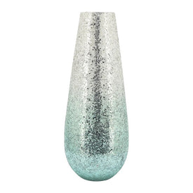 18" Crackled Glass Vase - Green Ombre