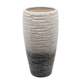 13" Textured Ceramic Vase - Cream