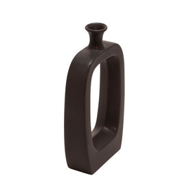 14" Ceramic Vase with Cut-Out Center - Black