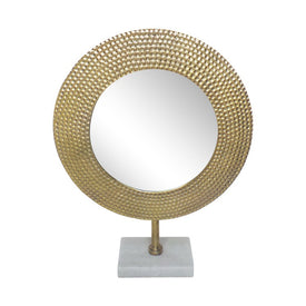 21" Hammered Metal Mirror on Stand - Gold
