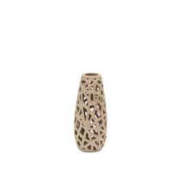 Ceramic 13" Cut-Out Vase - Champagne