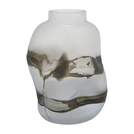 14" Dented Glass Vase - Gray