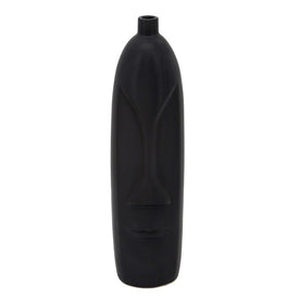 18" Ceramic Face Vase - Black