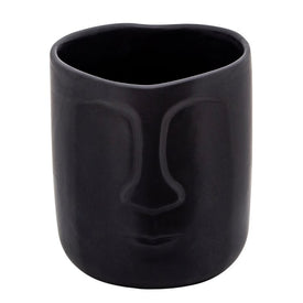 8" Ceramic Face Vase - Black